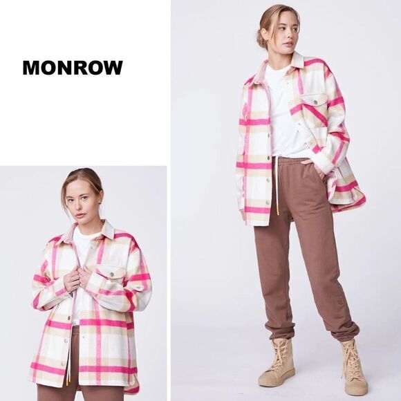 New. Monroe plaid shacket. Oversized. XS. Retails $298 - Picture 1 of 14